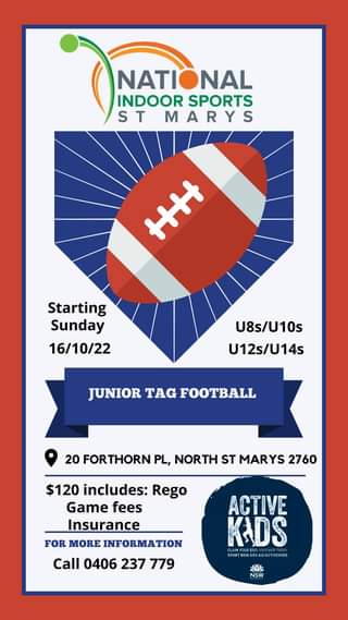 Don’t miss out on junior tag football!
 5 to a te…