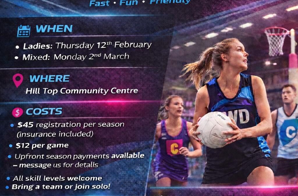 HILL TOP INDOOR NETBALL SOCIAL COMPETITION….